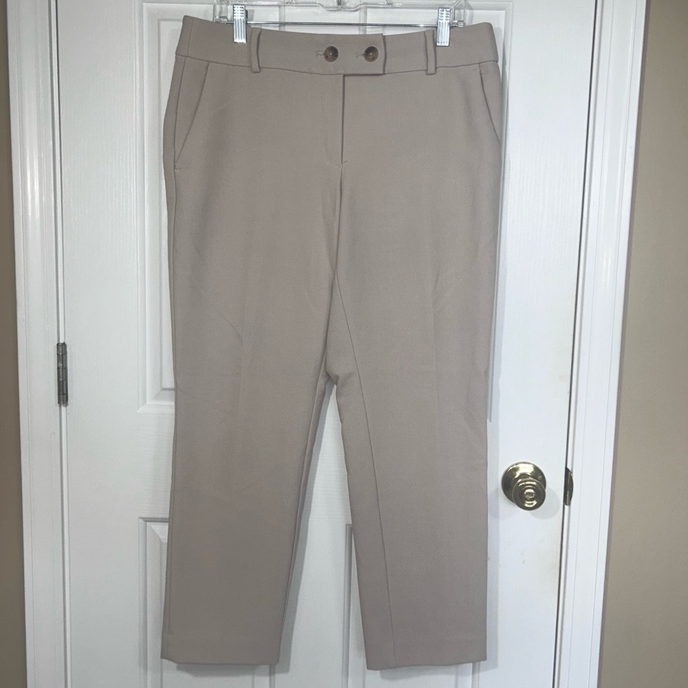 LOFT Curvy Slim Ankle Pants Size 10 Beige Tan Trousers Career Workwear Stretch